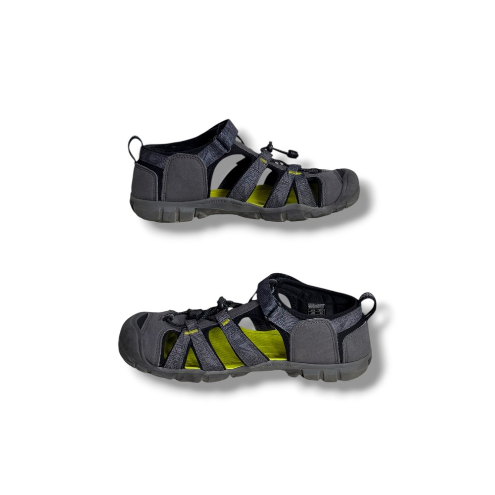 Keen Seacamp II CNX Kids 5 Youth Sandals Magnet Chartreuse Gray Green 1026321